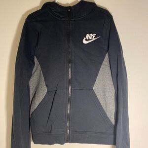 Nike Black and Gray Zip-Up Hoodie